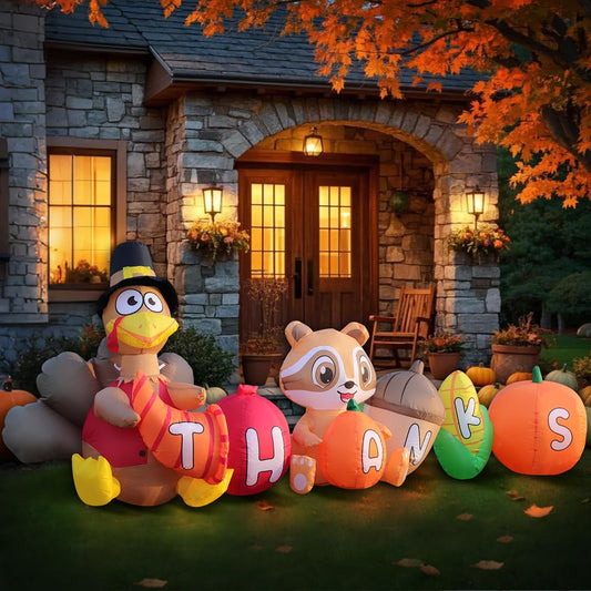 DomKom 8FT Thanksgiving Inflatables: Turkey & Veggies