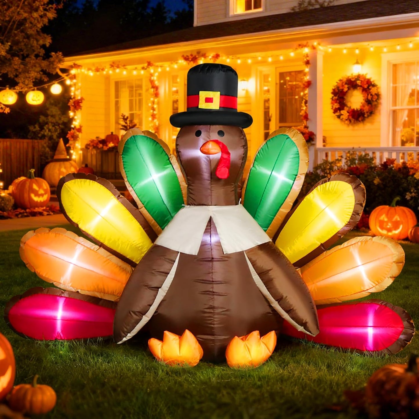 VIVOHOME 5ft LED Thanksgiving Turkey Inflatable