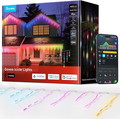 Govee Smart RGBIC Icicle Lights - Outdoor IP67 Waterproof
