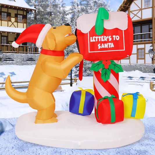 COMIN 5FT Christmas Dog & Newspaper Inflatable Decor