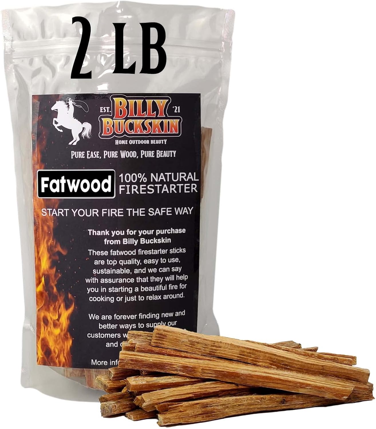 Billy Buckskin Fatwood Fire Starters - Natural & Easy