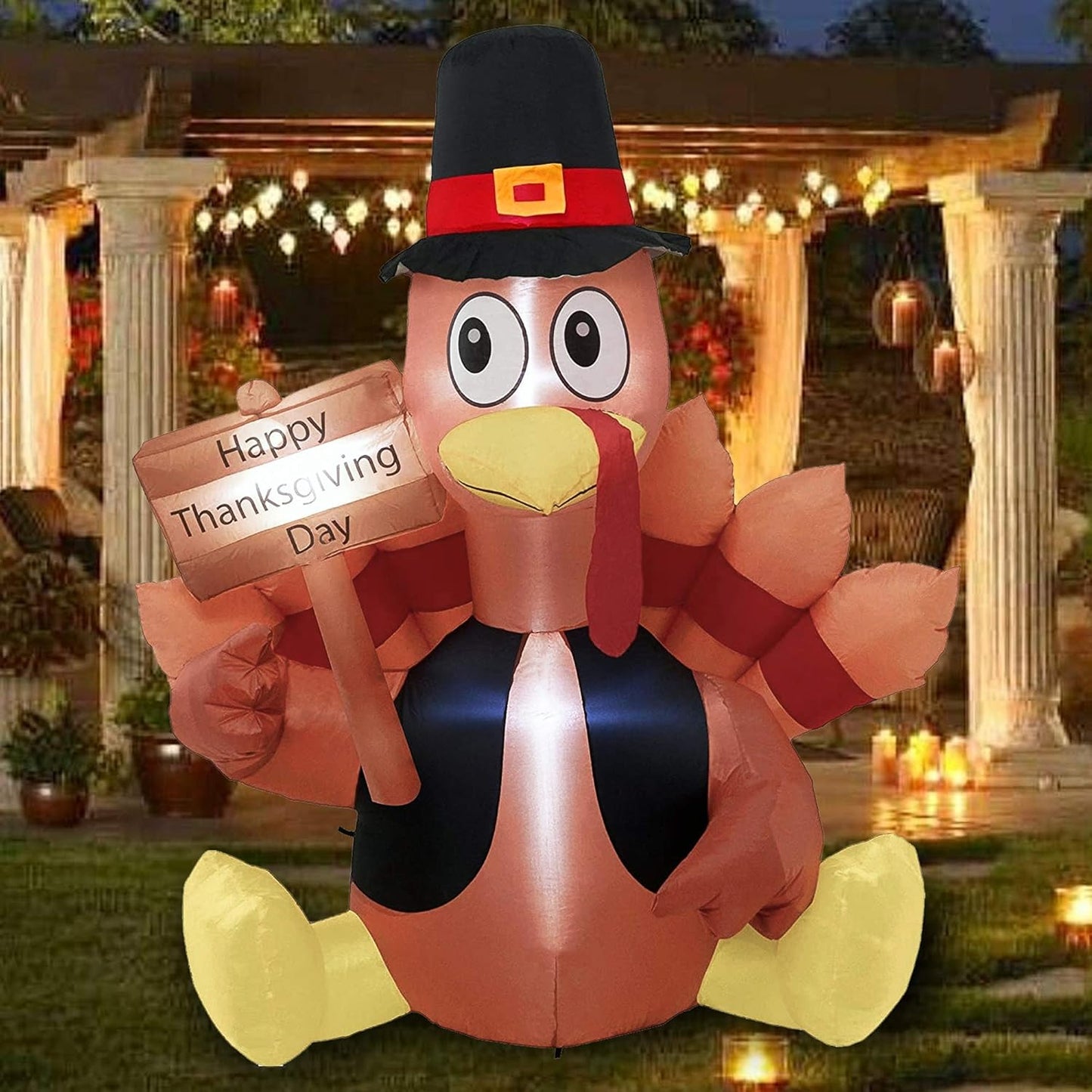 FUNPENY 6FT Lighted Thanksgiving Inflatable Turkey