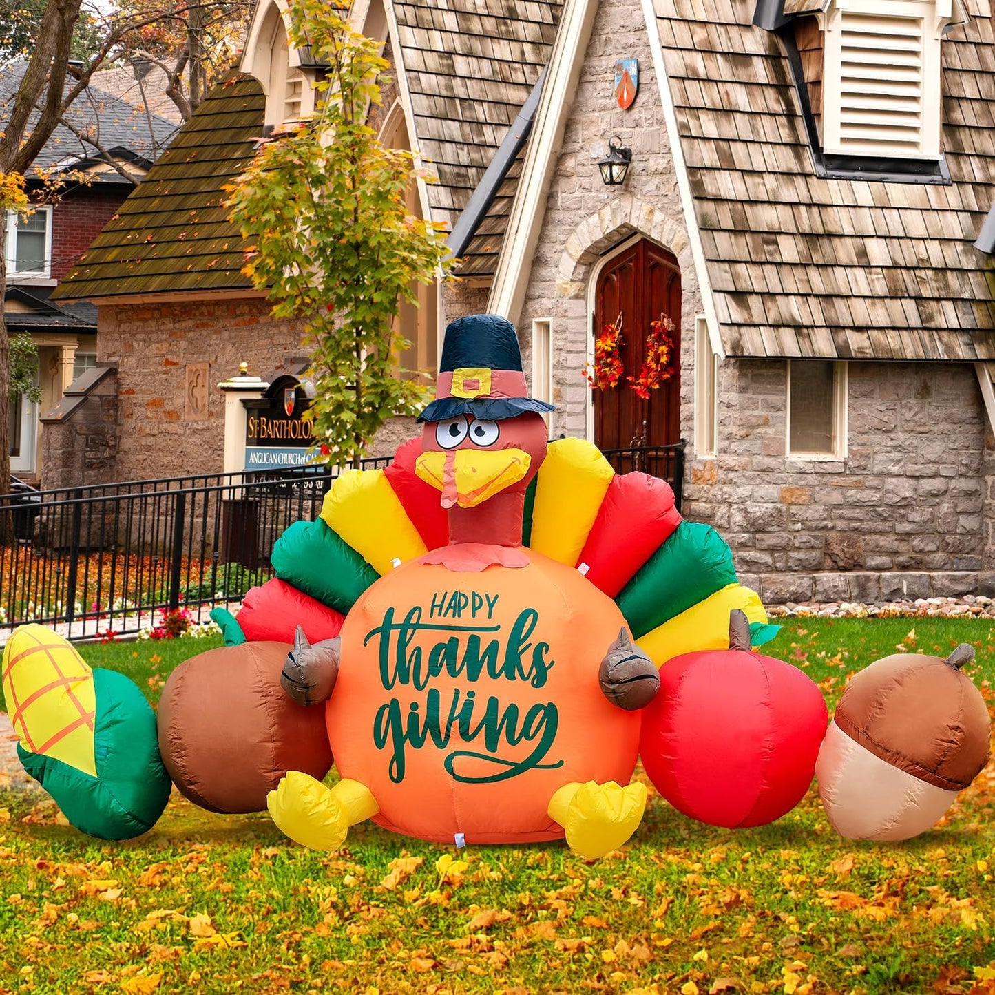DomKom 8FT Thanksgiving Inflatables: Turkey & Veggies