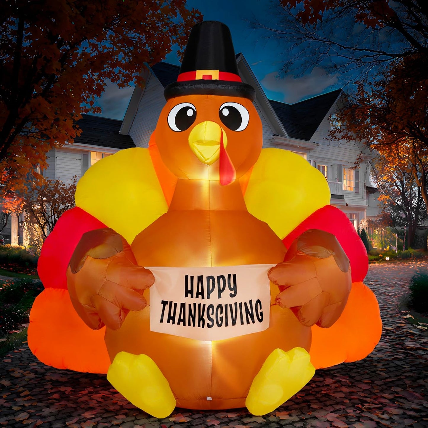 6FT Thanksgiving Inflatable Turkey LED Yard Decoration