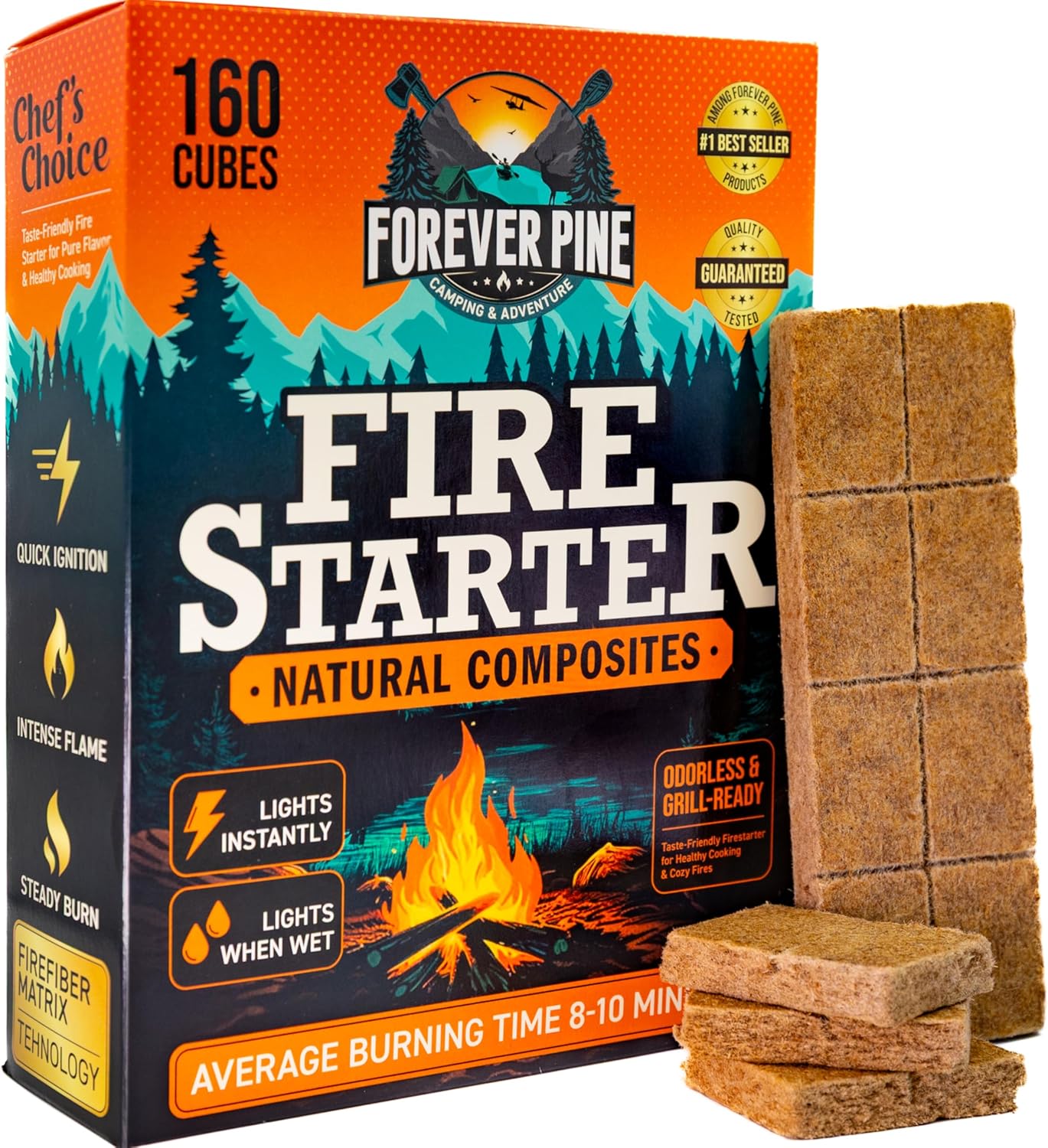 Natural Fire Starter Cubes - Waterproof & Fast Ignition