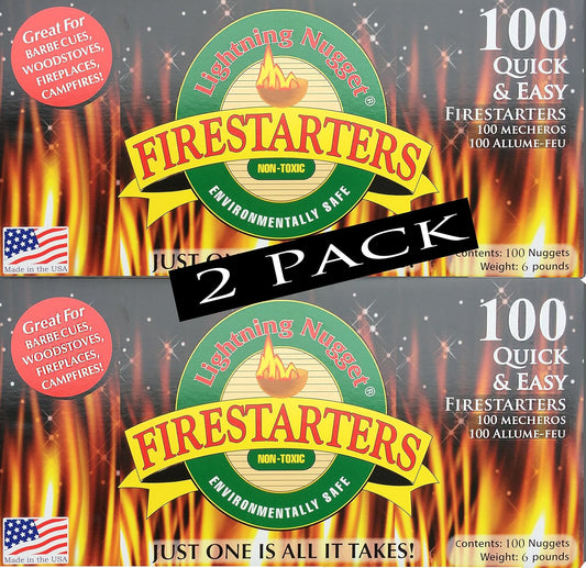 Lightning Nuggets 200 Ct Fire Starters - Guaranteed 15 Min Burn